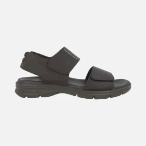Sandalias marrones de piel para hombre con cierre de velcro Rusell C2