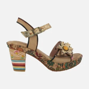 Sandalias con tacones a rayas y plataforma de corcho Nellao 31 beige