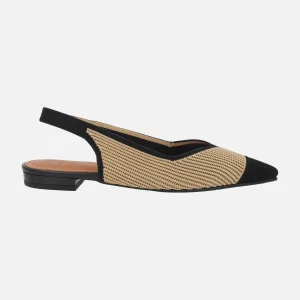 Bailarinas bicolor destalonadas en tejido negro y camel