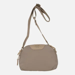 Bolsos bandolera con doble compartimento en tejido taupe