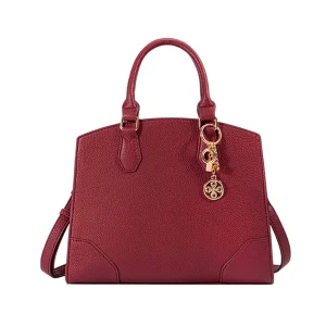 Cartera satchel Lauren para mujer color rojo