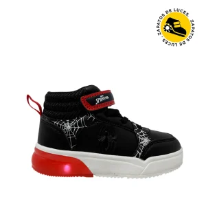 Sneakers tipo botín Spider para niño color negro y rojo
