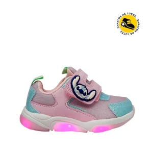 Tennis con luces Stitch para niña color rosado