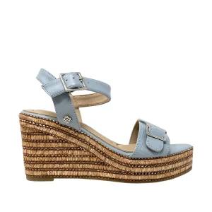 Sandalias de cuña Angie para mujer color celeste