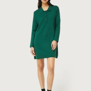 Vestido corto con cuello polo verde