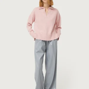 Jersey con cuello polo rosa