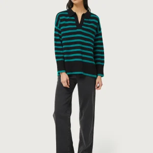 Jersey con cuello polo rayas azules