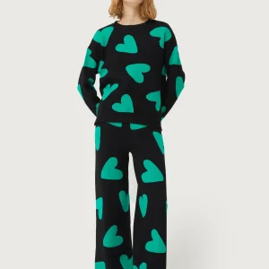 Jersey de punto jacquard de corazones negro