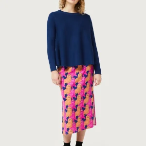 Jersey de punto evasé azul marino