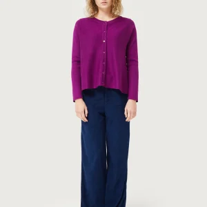 Cárdigan de punto evasé morado