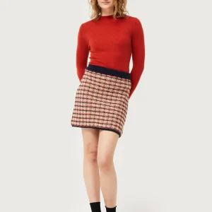 Falda de punto con estampado de cuadros