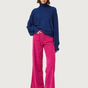 Jersey de punto con cuello vuelto azul