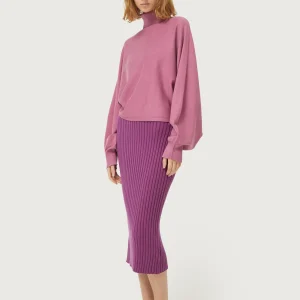 Jersey de punto con cuello vuelto rosa