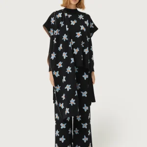 Chaleco de punto jacquard estampado floral Calatea negro