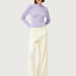 Pantalón recto de punto blanco