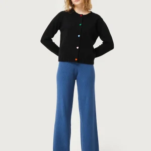 Pantalón recto de punto azul