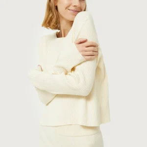 Jersey de punto canalé blanco