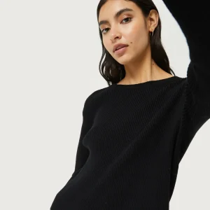 Jersey de punto canalé negro