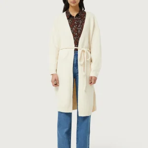 Chaqueta midi de punto blanca