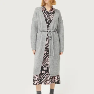 Chaqueta midi de punto gris