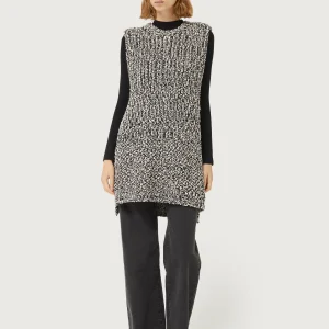 Chaleco de punto grueso blanco y negro