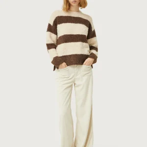 Jersey de punto mullido rayas marrones