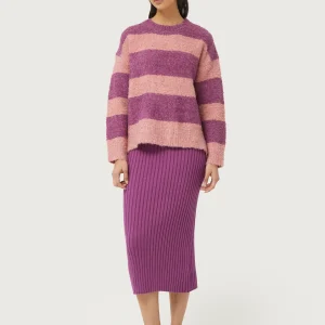 Jersey de punto mullido rayas moradas