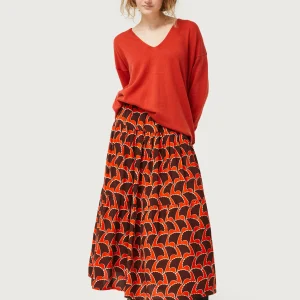 Jersey de punto con cuello pico naranja