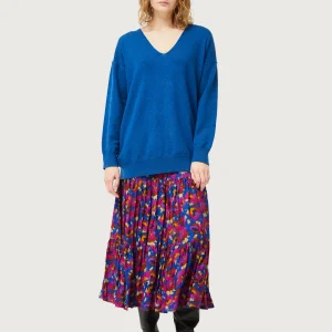 Jersey de punto con cuello pico azul