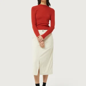 Top con cuello perkins rojo