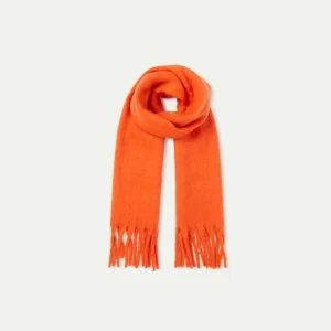 Bufanda larga con flecos naranja