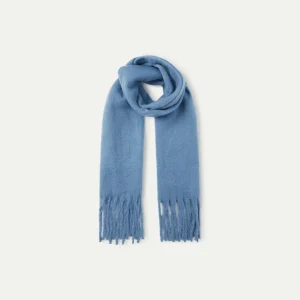 Bufanda larga con flecos azul