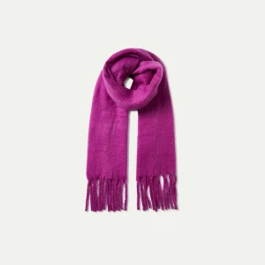 Bufanda larga con flecos morada