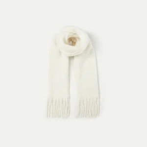 Bufanda larga con flecos blanca