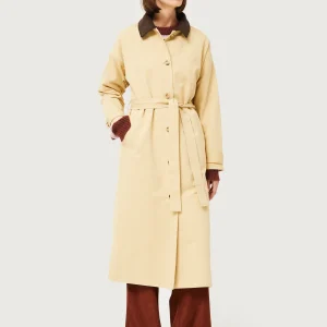 Gabardina con cuello de pana beige