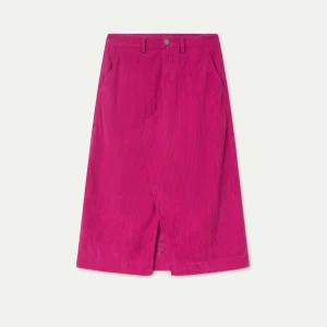 Falda midi con pana burdeos