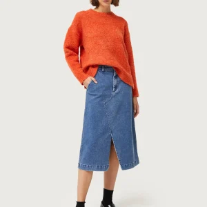 Falda midi vaquera azul