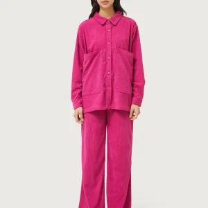 Chaqueta camisera de pana fucsia