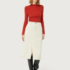 Falda midi de pana blanca