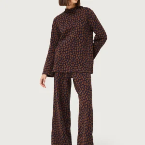 Top de punto jacquard con estampado floral azul