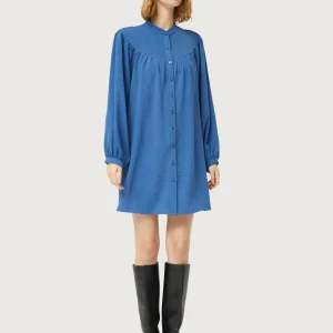 Vestido corto cuello mao azul