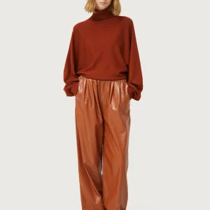 Pantalón de piel sintética marrón