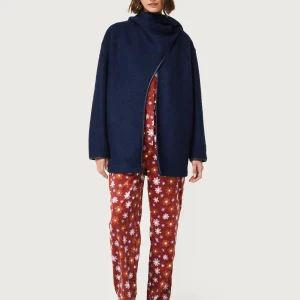 Chaqueta con cuello envolvente azul