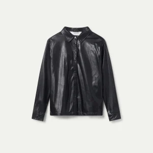 Camisa de cuero sintético negro