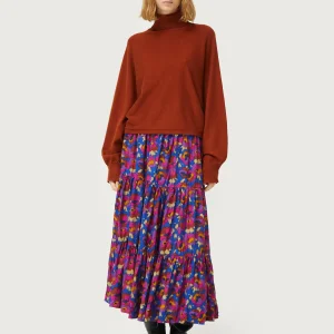 Falda midi con estampado floral Dewberry