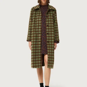Abrigo midi cuadros verdes