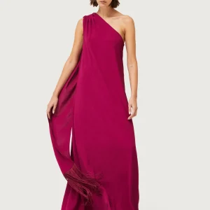 Vestido largo asimétrico fucsia