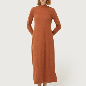 Vestido largo de punto marrón