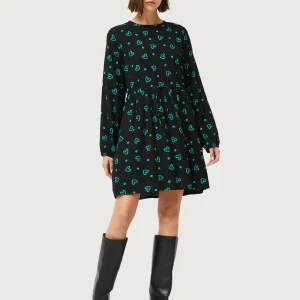 Vestido corto estampado de corazones verdes