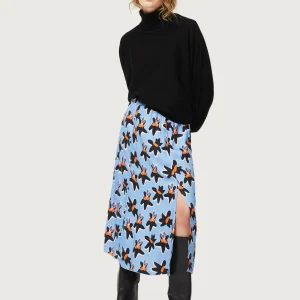 Falda midi estampado floral Calatea azul